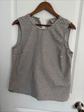 J. Crew Navy & White Striped Scallop Tank
